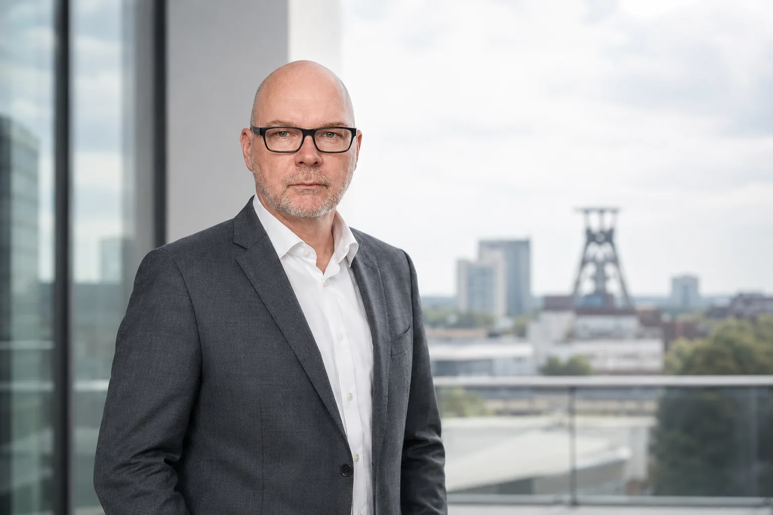 Stefan Budde-Siegel VDI vor einer urbanen Ruhrgebietskulisse